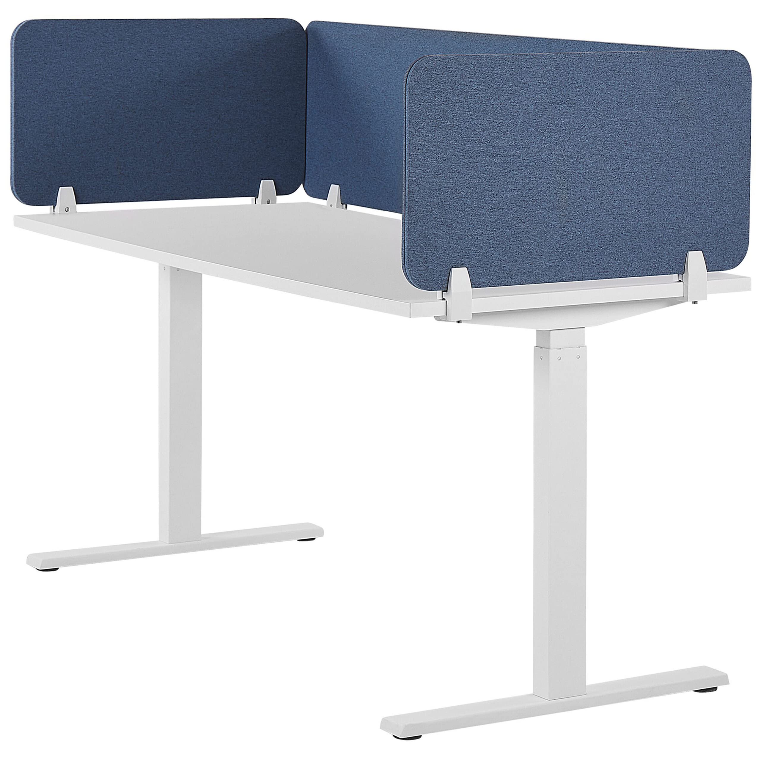 Beliani Séparateur Cloison Acoustique de Bureau et Table Bleu 80 x 40 cm Réduit Le Bruit et Les Distractions Visuelles Idéal pour Le Open Space