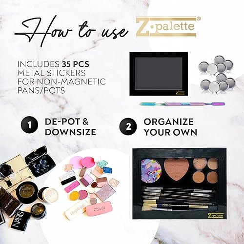 Miniatura 2 de Paleta de maquillaje magnética vacía negra profunda extra grande con ventana transparente