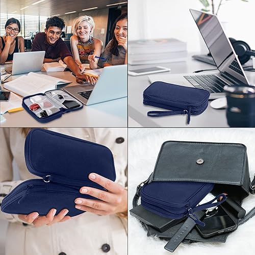 Miniatura 6 de Arae Organizador electrónico, organizador de cables de viaje, bolsa impermeable portátil de doble capa, funda de almacenamiento de accesorios
