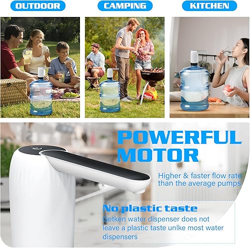 Miniatura 6 de GetKen Dispensador de agua para botellas de 5 galones, dispensador automático de jarra de agua potable con carga USB, mini bomba de agua eléctrica