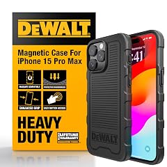 DEWALT Heavy Duty Strong Magnetic for iPhone 15 Pro Max Case Fits MagSafe Drop Resistant Impact Protective Back