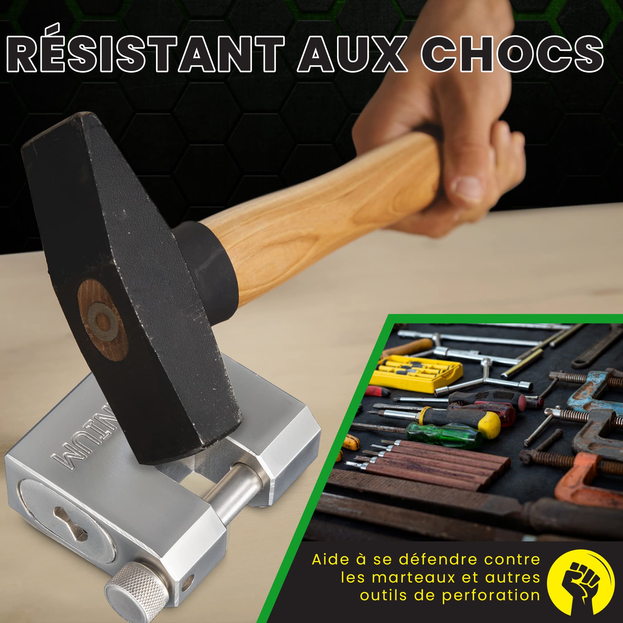 BRX66 Cadenas Container Antivol avec 5 Clés - Anse 10 mm Anti-Cisaille, Boîtier Blindé Nickelé | Serrure de Sécurité pour Portail, Garage, Remorque Attelée