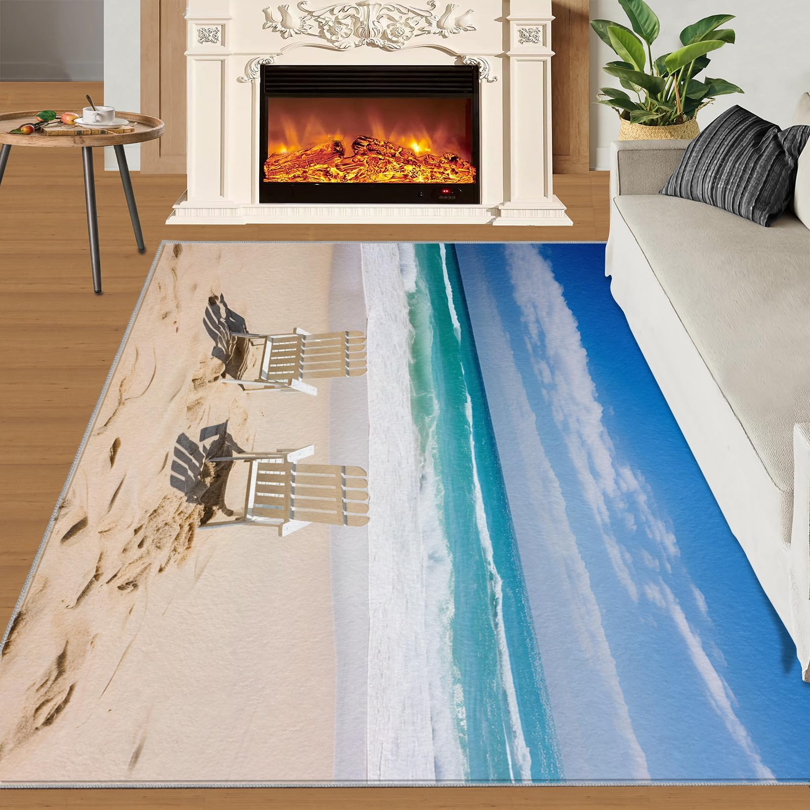Tapis de chambre bleu océan grand format pour une ambiance zen