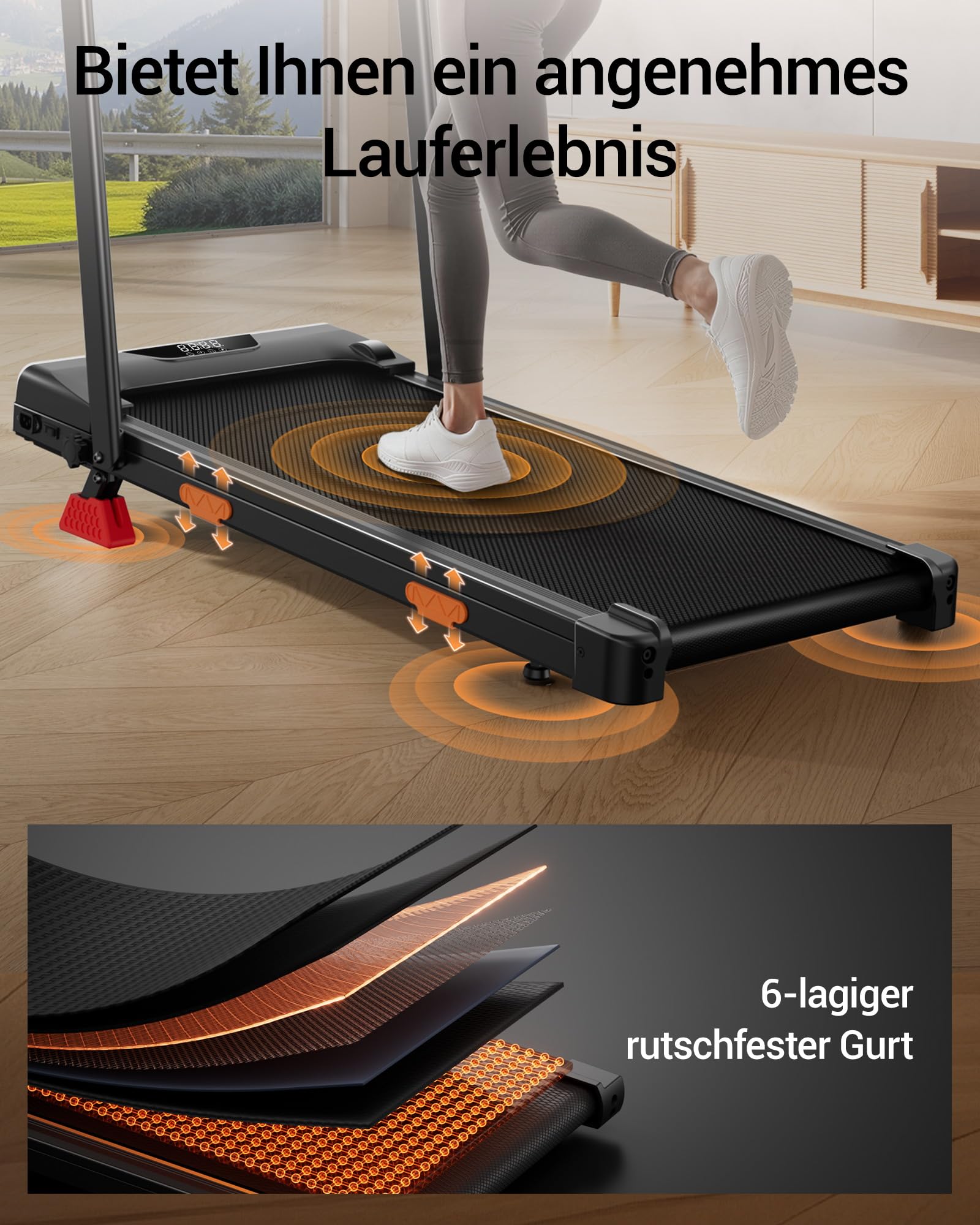 LONTEK Laufband für Zuhause klappbar, Laufband mit Steigung für Zuhause 15%, kompaktes Walking Pad mit Steigung max. Belastung 159 kg, Fernbedienung