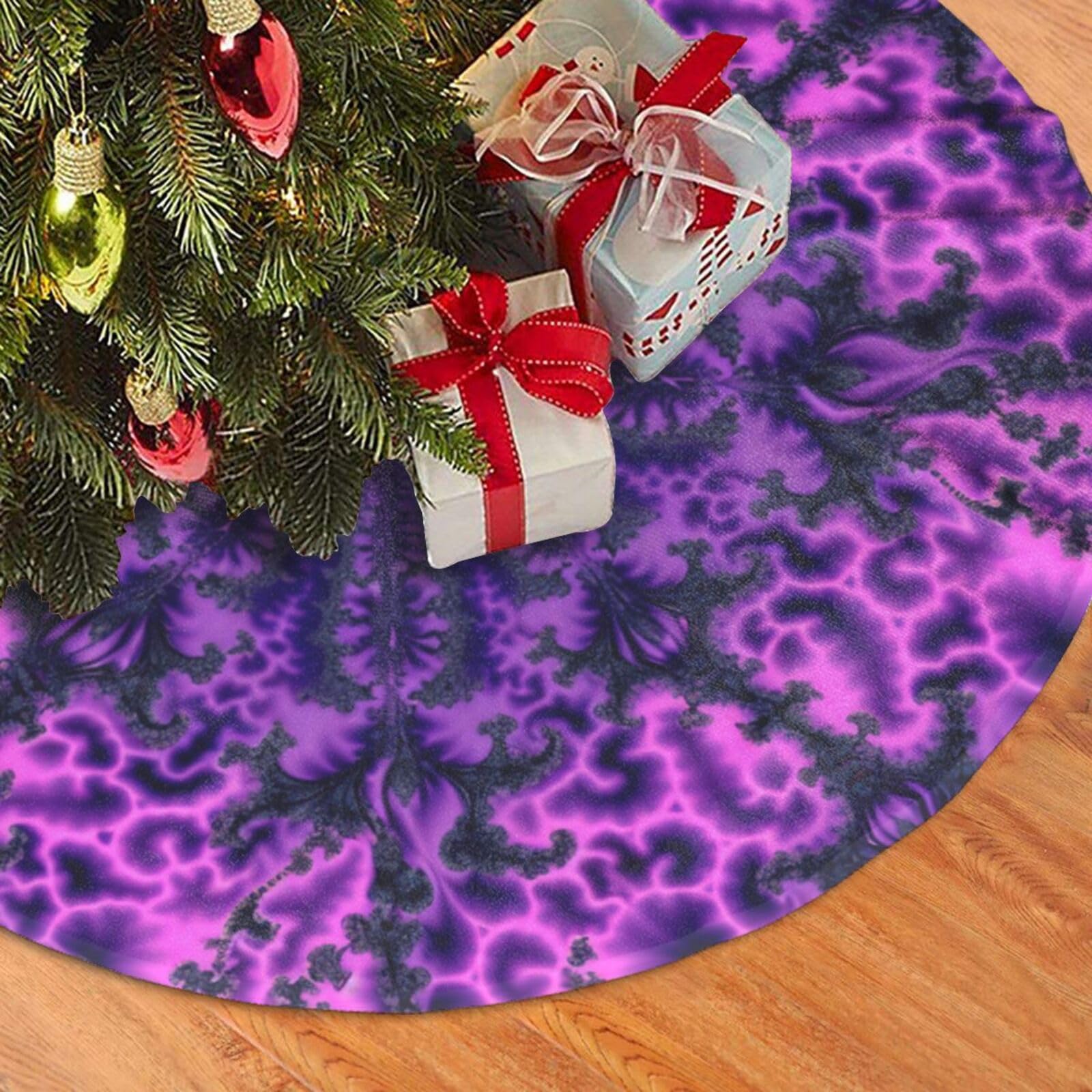 Gonna Per Albero Di Natale Viola Con Ornamenti Argentati – Decorazione Elegante 121 Cm, Ideale Per Interni Ed Esterni, Protegge Il Pavimento