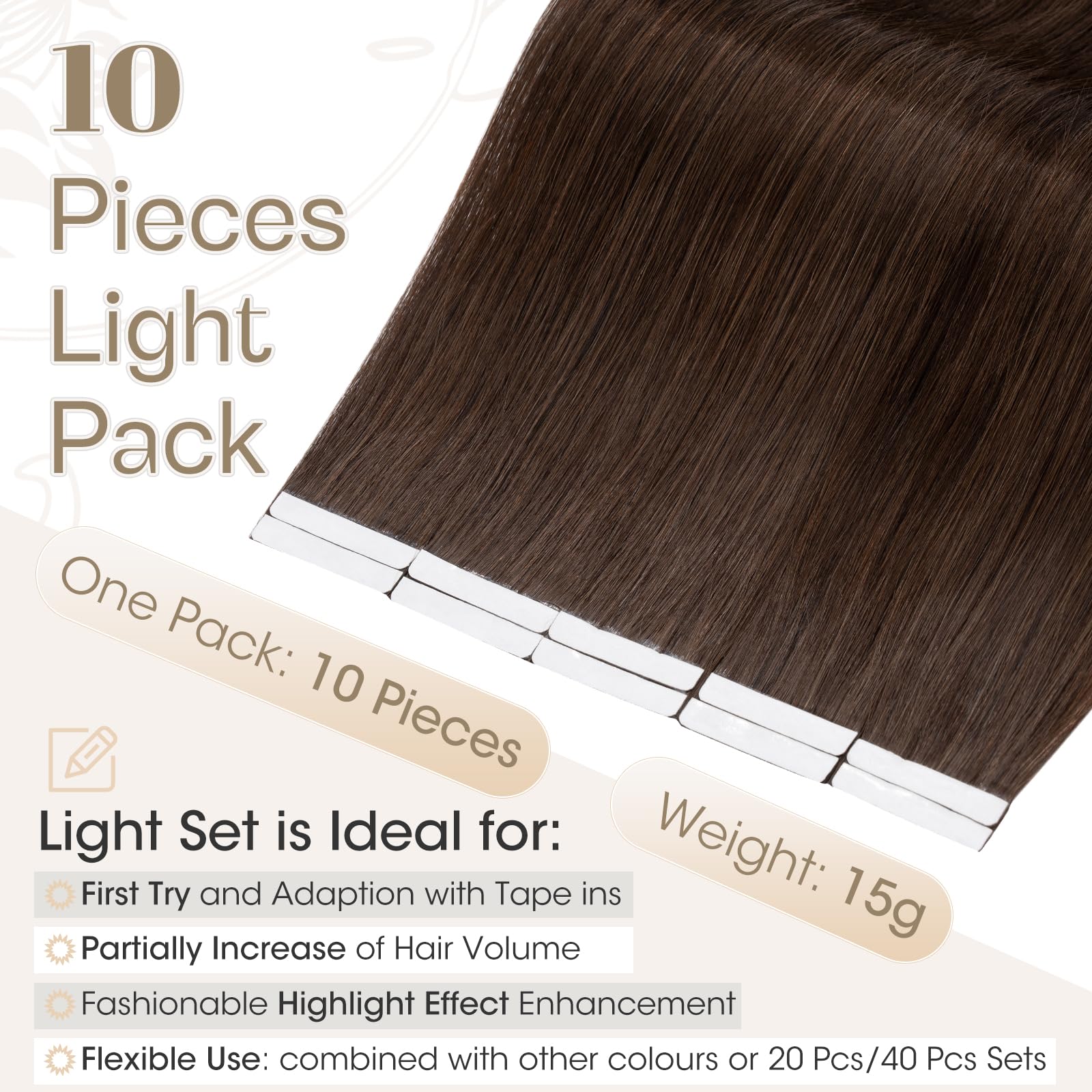 Elailite Tape in Hair Extensions Human Hair Real Human Hair 10 Pcs Invisible Thin Type - Image 3