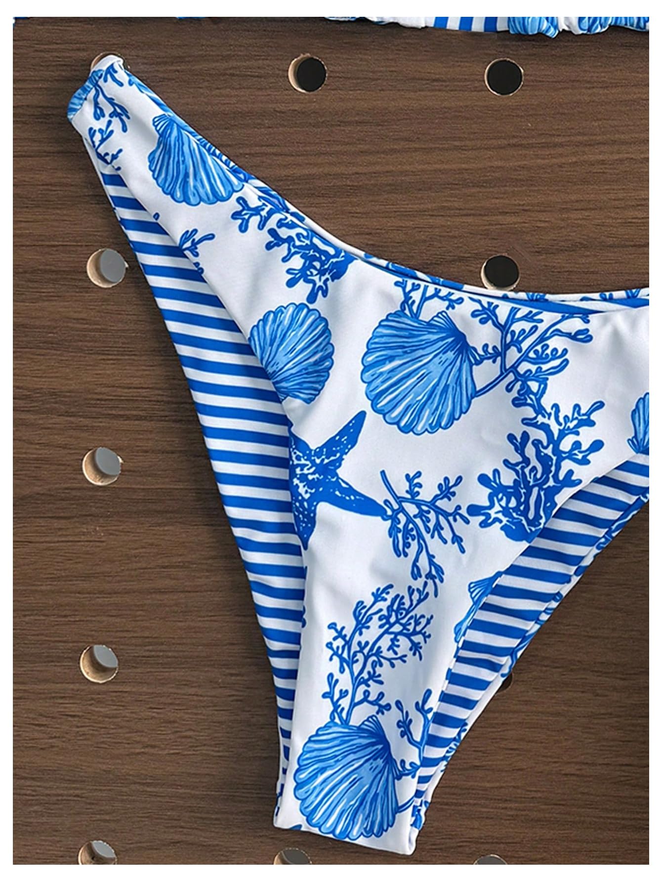 Damski Dwuczęściowy Zestaw Bikini W Paski Kwiaty Wiązany Na Szyi Stringi Strój Kąpielowy Wysoko Wycięty Kostium Różowy I Fioletowy Średni