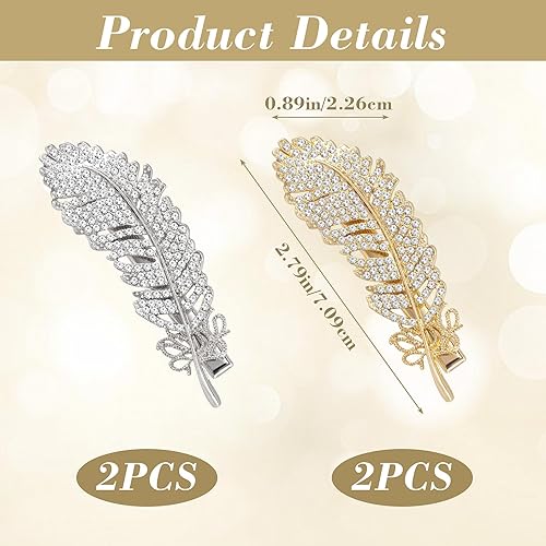 Miniatura 2 de 4 pasadores de pelo de cristal con diamantes de imitación, pinzas para el cabello con diamantes de imitación, accesorios para el cabello de cristal