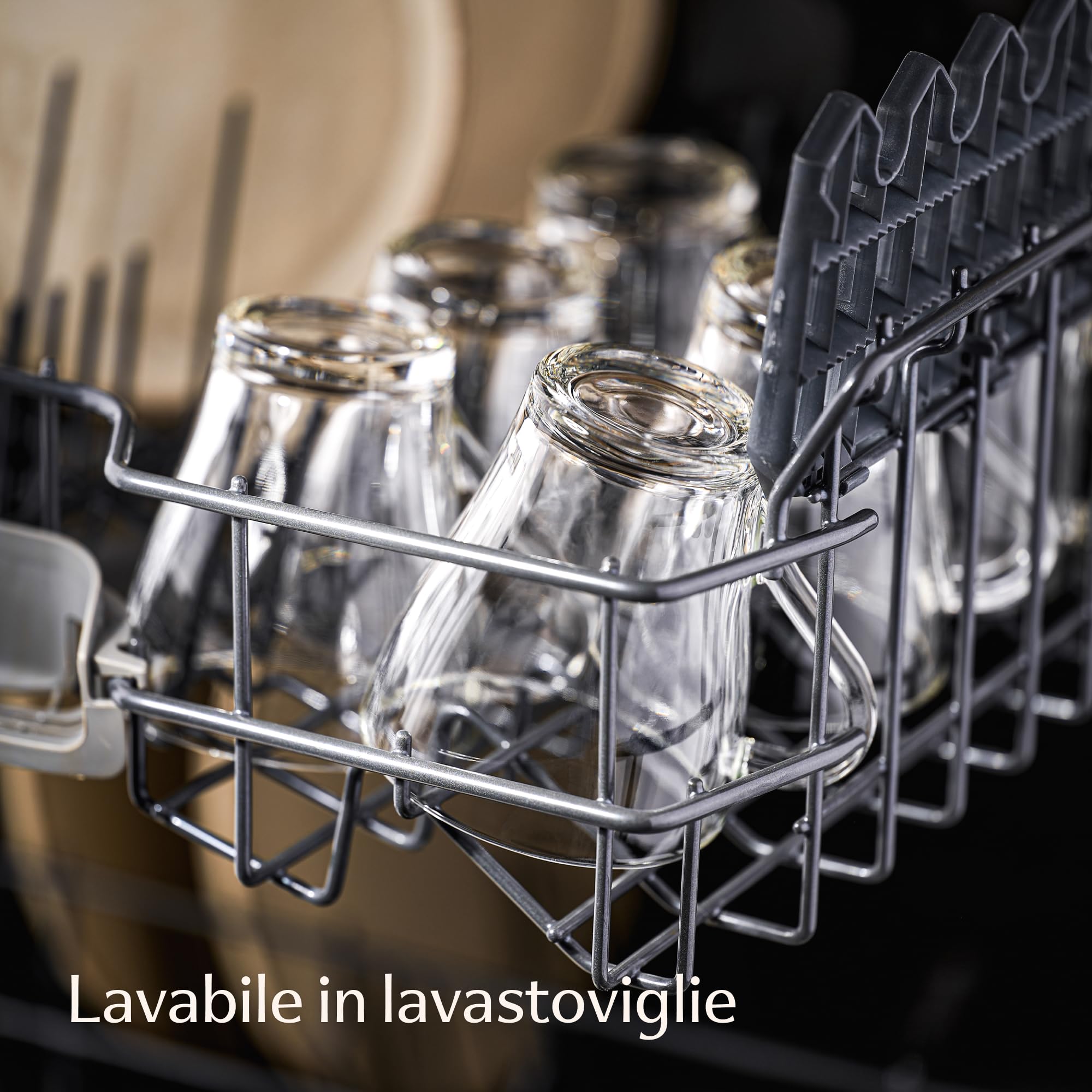 Cosumy 6 Tazze da Cappuccino in Vetro con 6 Cucchiaini - 250ml - Mantengono il Calore - Lavabili in Lavastoviglie adatto alle Microonde - Temprato Tazza Caffe