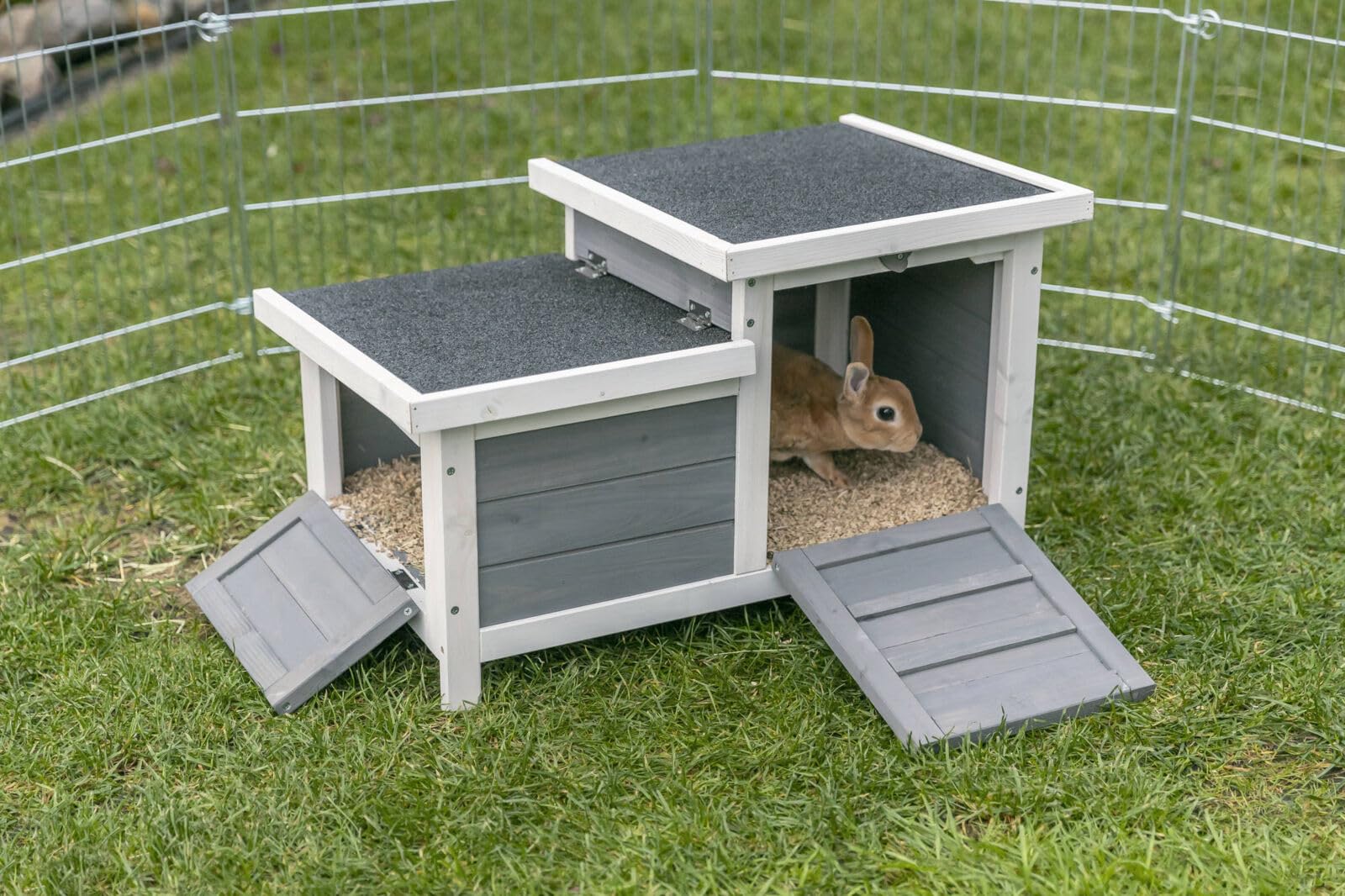 Bunny Business Duo-Hide Versteckhaus für Kaninchen und Meerschweinchen Graue Versteckhäuser Laufhäuser (Grey-Duo-Hide)