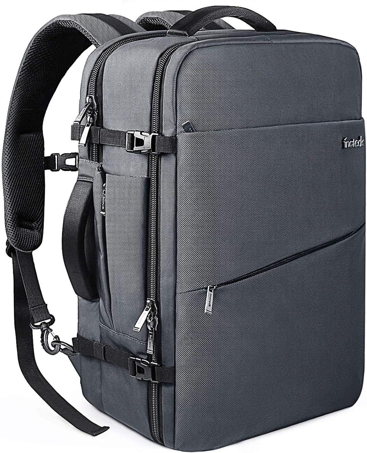 Inateck Cabin Luggage Carry On Backpack for Travel, Flight Approved 40 Litre Business Travel Rucksack Hand Luggage Fit 17 Inch Laptop, with Rain Cover for Men Women - Gray