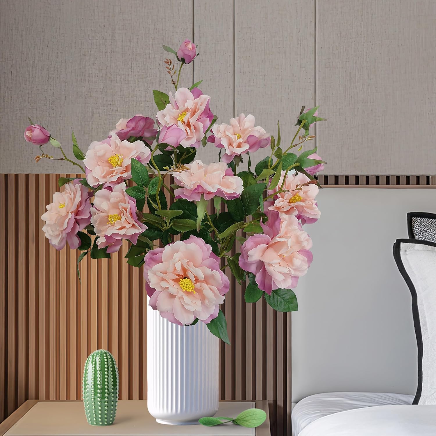 ATFL Pink Silk Roses with Stems Real Look, 5 pcs Fake Roses Artificial Flowers,Faux Rose Flowers for Home Table Decorations,Rose Artificial Flowers for Floral Arrangements - Image 5