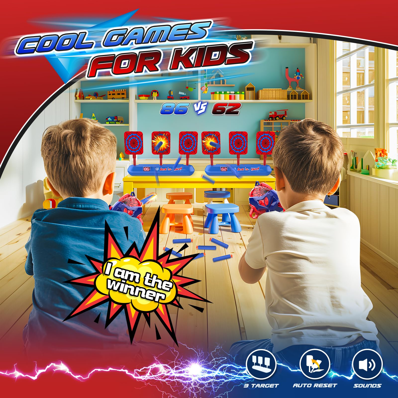 Dreamlandia Bersaglio Elettronico con Punteggio per Adatto a vari Giocattoli con Armi da Fuoco, Giocattolo per Bambini 3-10 Anni, 20 Proiettili, Regalo per Giochi Interni ed Esterni