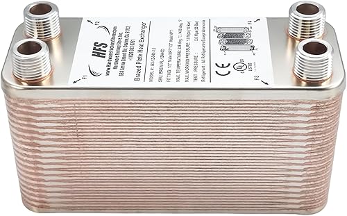Miniatura 5 de HFS (R) 40 placas de acero inoxidable 304 Homebrew Beer Wort Chiller intercambiador de calor, 7.5 "x 2.9", 12" macho NPT x 12" macho NPT, sistema de