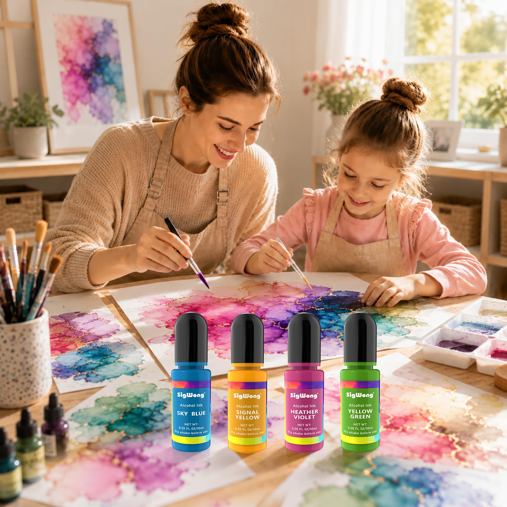 Lot de 36 flacons d'encre à base d'alcool aux couleurs vives, haute concentration à base d'alcool, teinture de couleur pour résine époxy, idéal pour la boîte de Pétri, les sous-verres, la peinture, la