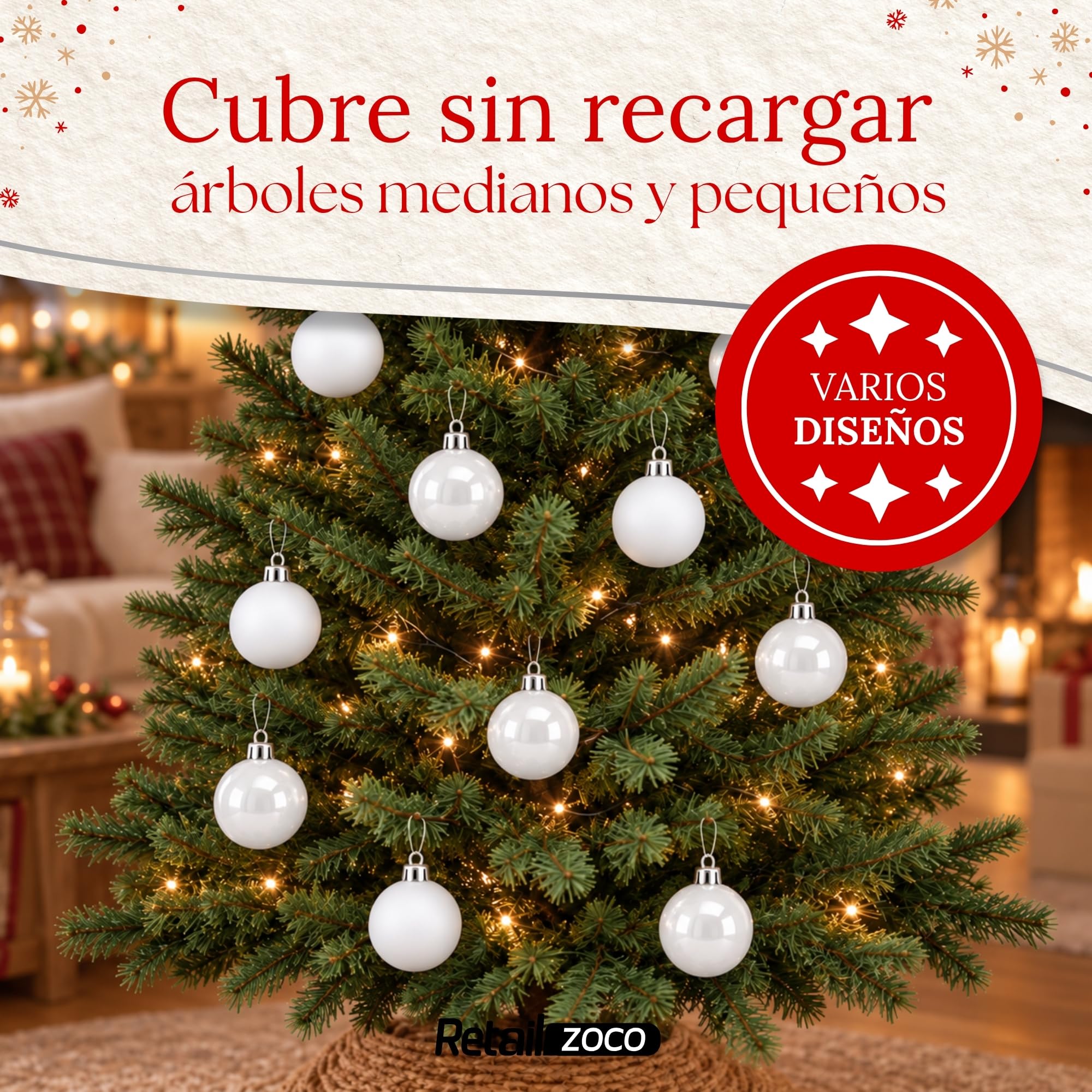 Bolas de Navidad, Adornos Arbol Navidad (Blanco, 6 Piezas) - imagen 5