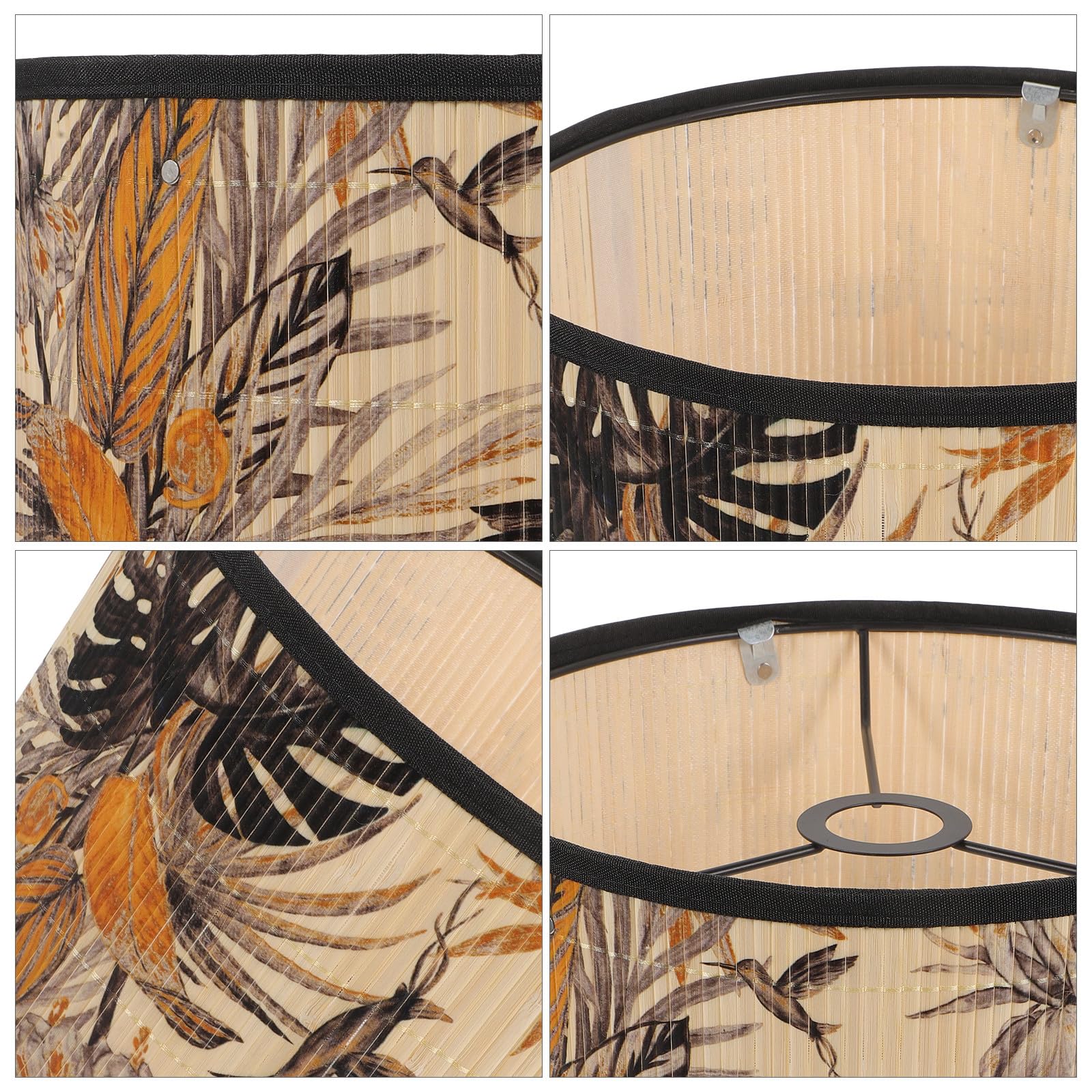 Paralume in Bambù Intrecciato per Lampada da Soffitto da 30 CM, Struttura a Ragno Clip su Tamburo, Stile Vintage, Accessori per Lampada Sospesa in Soggiorno