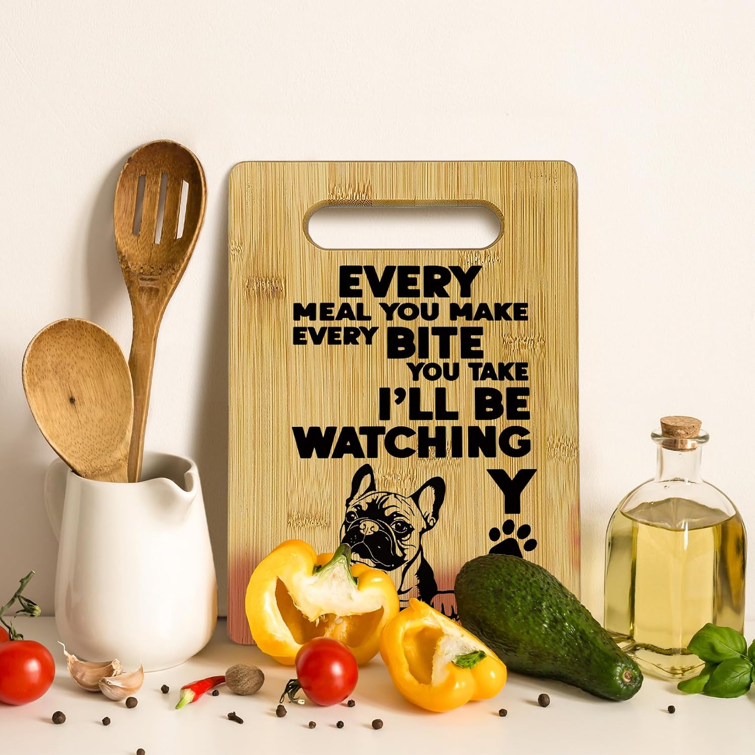 French Bulldog Dog Cutting Boards for Kitchen, French Bulldog Gifts, Bamboo Cutting Board Dog, Every Meal You Make Every Bite You Take French Bulldog Decorative Cutting Boards for Kitchen image 5