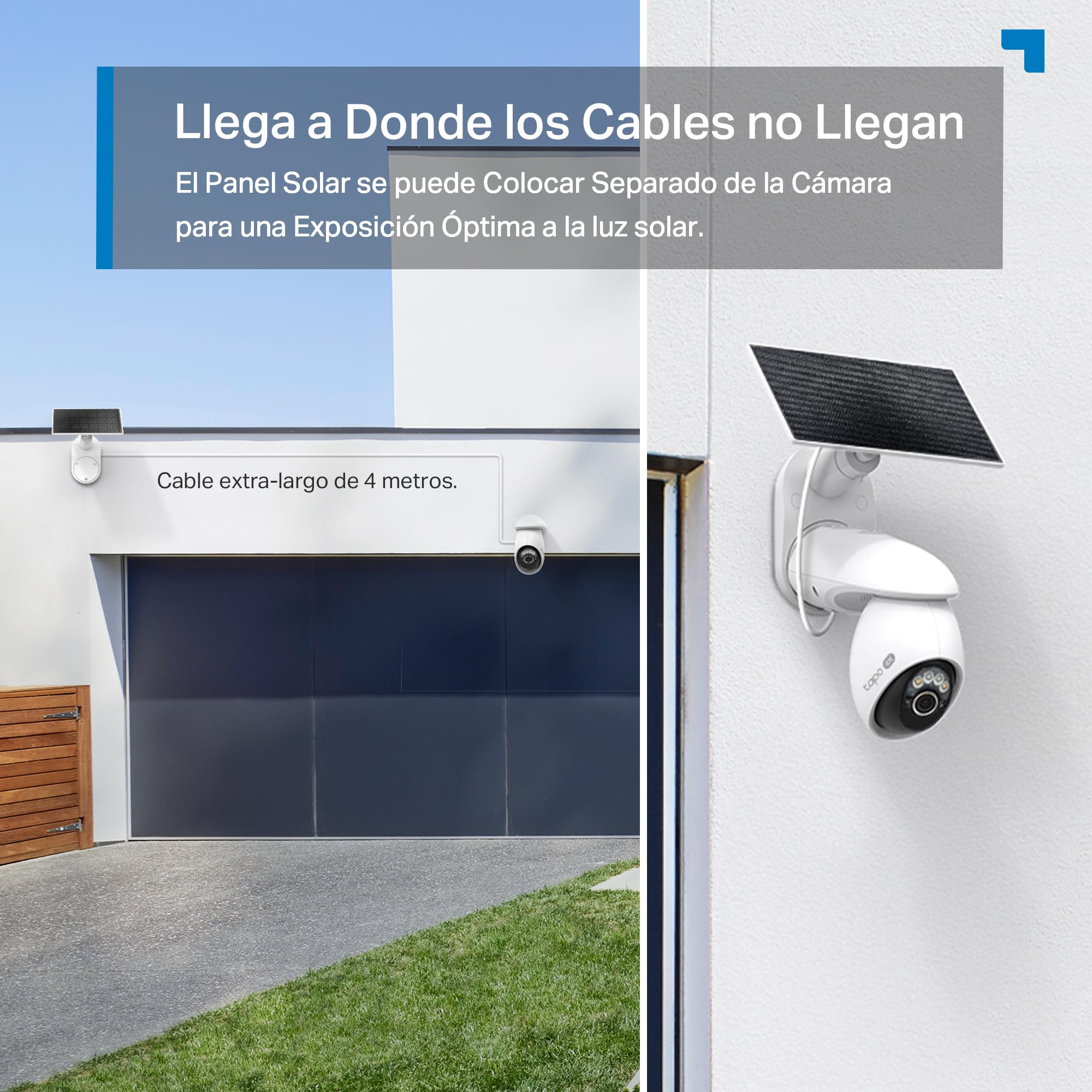 Tapo C660 Kit - Cámara Vigilancia WiFi Exterior 360º, Panel Solar, 4K 8MP | Detección de Movimiento, Personas, Mascotas y Vehículos. Batería 10000mAh. Visión Nocturna Color. Alarma Luz y Sonido. IP65.