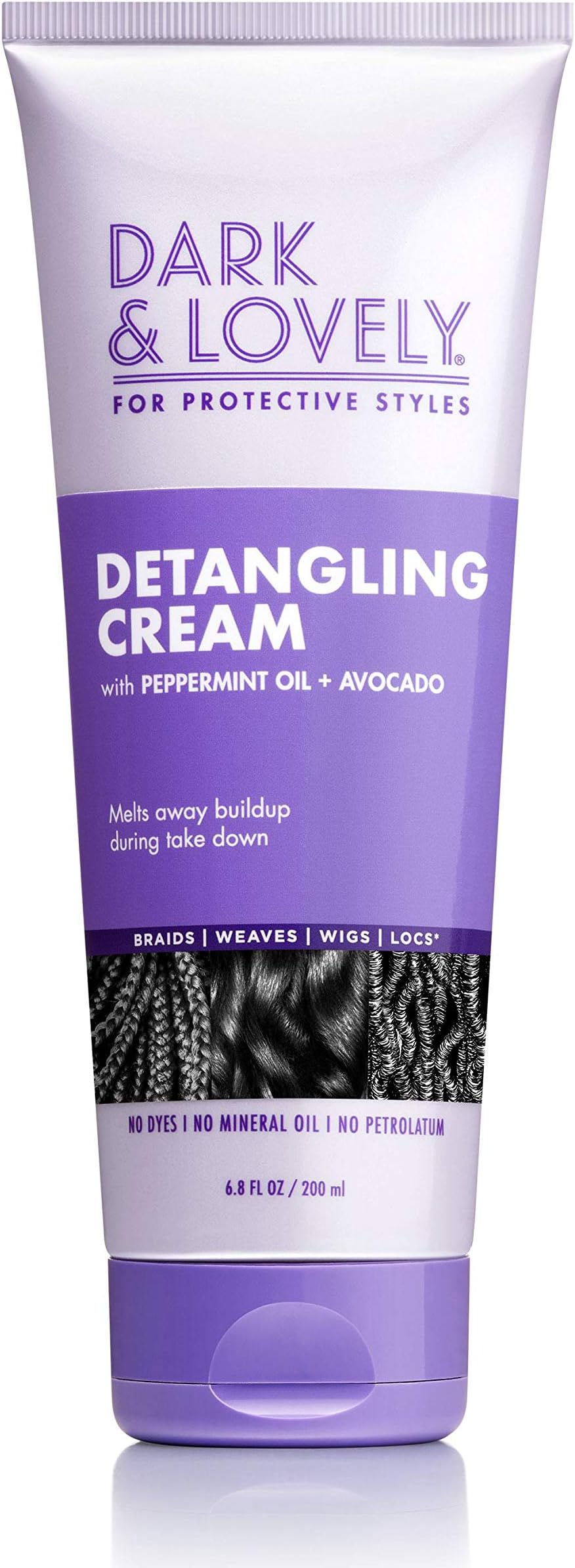 Dark and Lovely For Protective Styles Detangling Cream With Peppermint Avocado Oil Braids, Weaves, Wigs Locs No Dyes, Mineral Oil, Petrolatum -Carson 6.8 Fl Oz