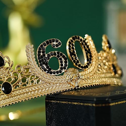 Miniatura 6 de Corona de rey de cumpleaños número 60 y banda de rey de cumpleaños, regalos de cumpleaños 60 para hombres, decoración de fiesta de cumpleaños para