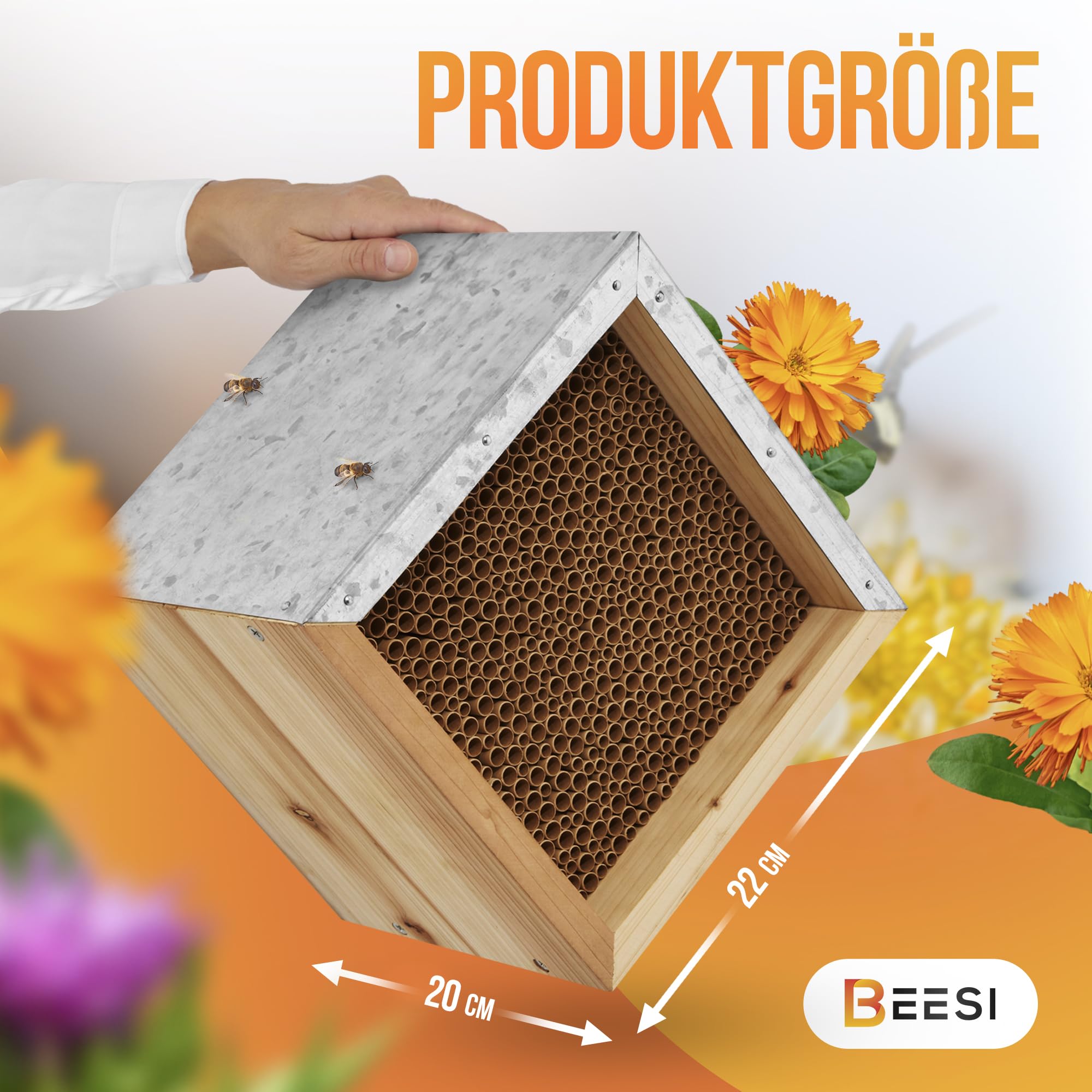 Hotel Per Insetti In Legno - Alto 148 Cm, Per Api Selvatiche, Farfalle E Coccinelle - Foto 4