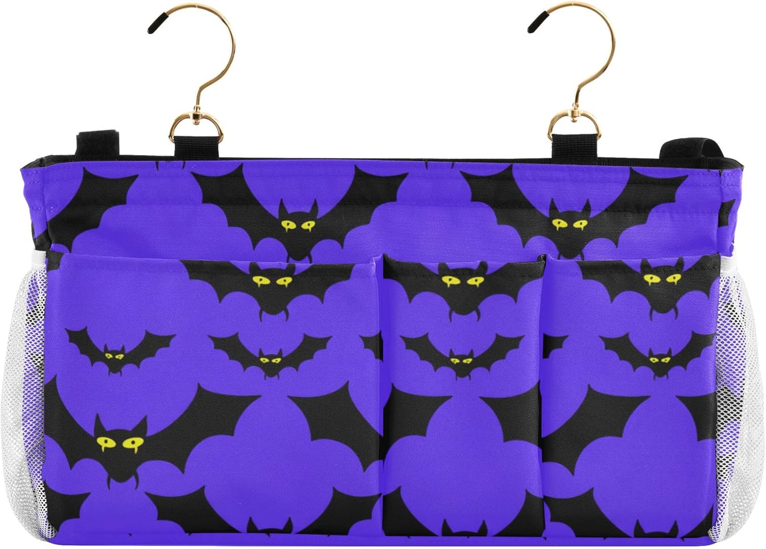 Burbuja Cartoon Bats Bedside Caddy Hanging Storage Organizer with 2 Straps and Hooks for Home College Dorm Bunk Bed Hospital Bed Crib