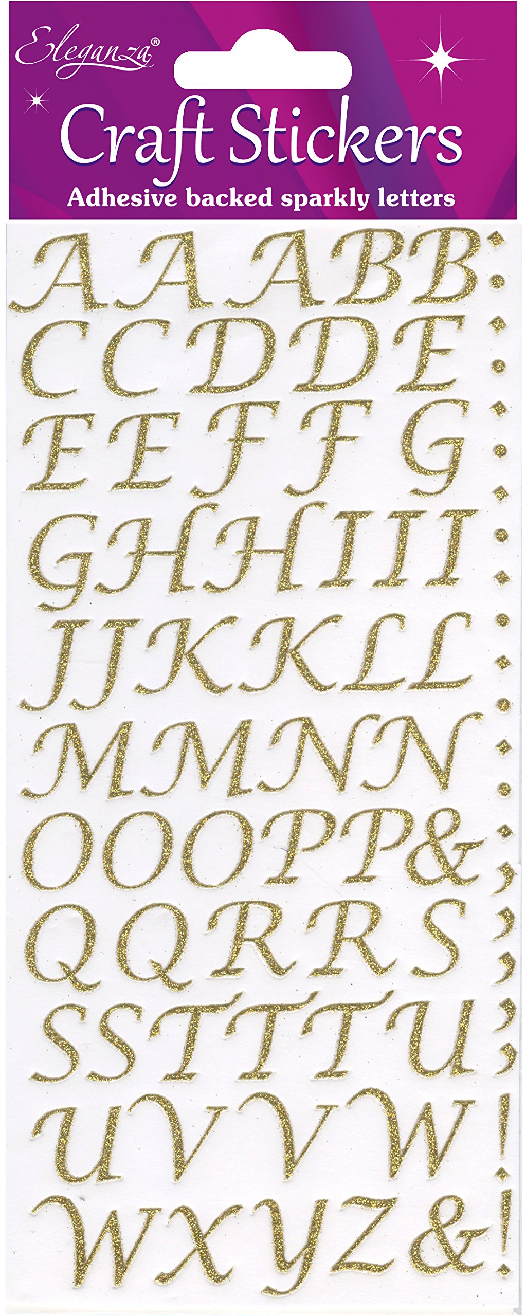 Eleganza Gold Alphabet Set, Synthetic Material, 16.5 X 7.6 X 0.2 Cm