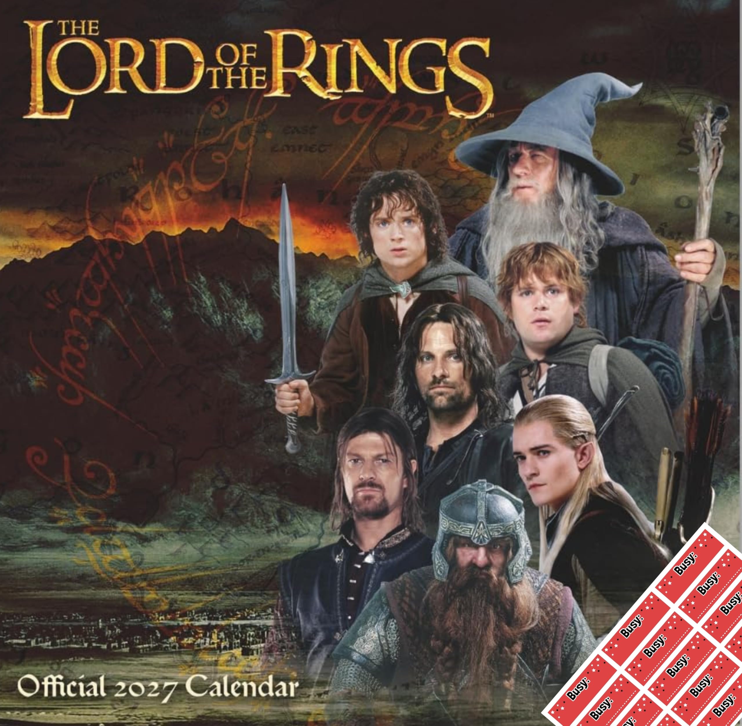 Lord of the Rings Calendar 2027 Wall Hanging Calendar with Free Organisational Stickers Included