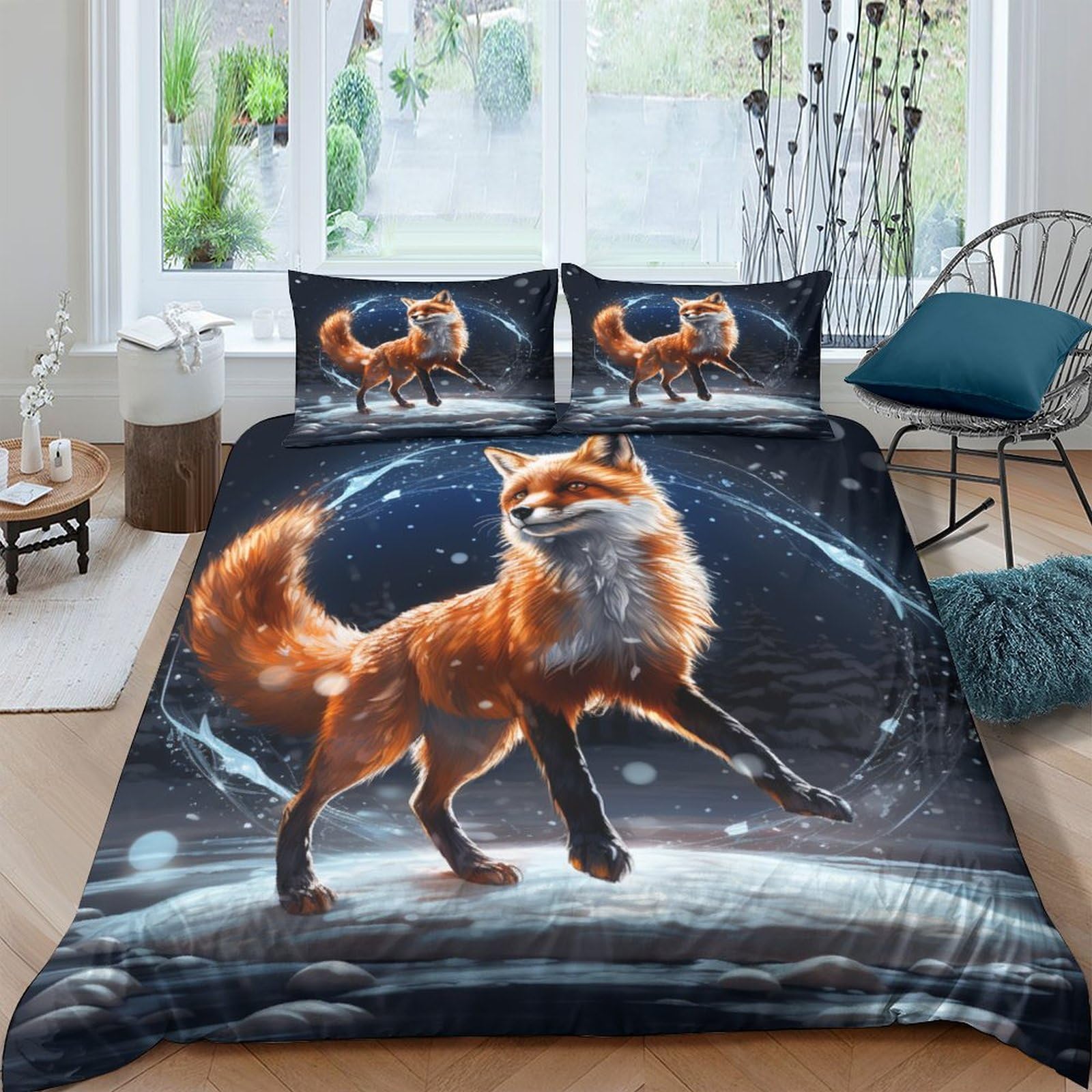 Housse de couette renard 3D pour transformer votre chambre en un cocon de nature chaleureux