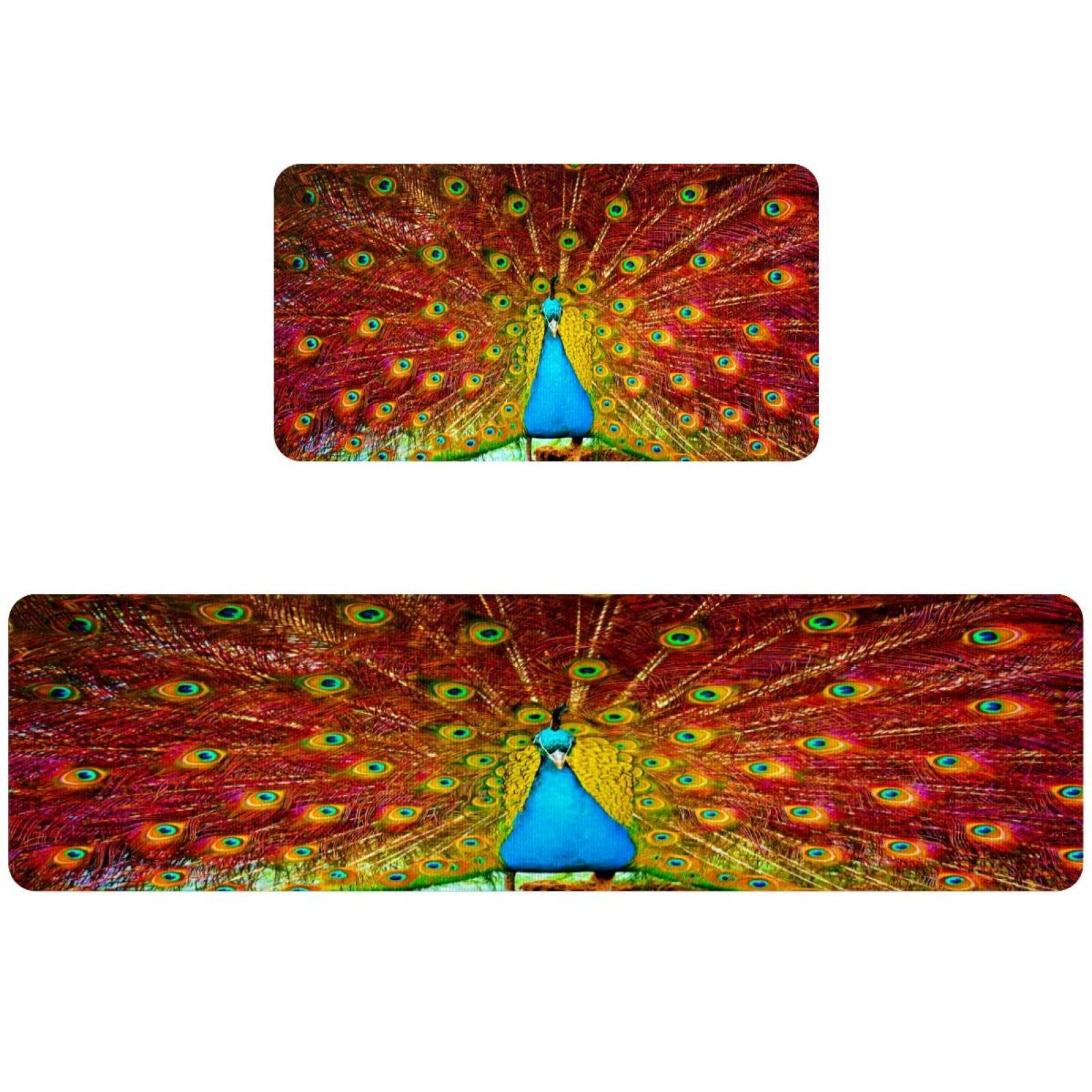 Alfombrillas de cocina absorbentes set de 2 alfombras lavables pavo real