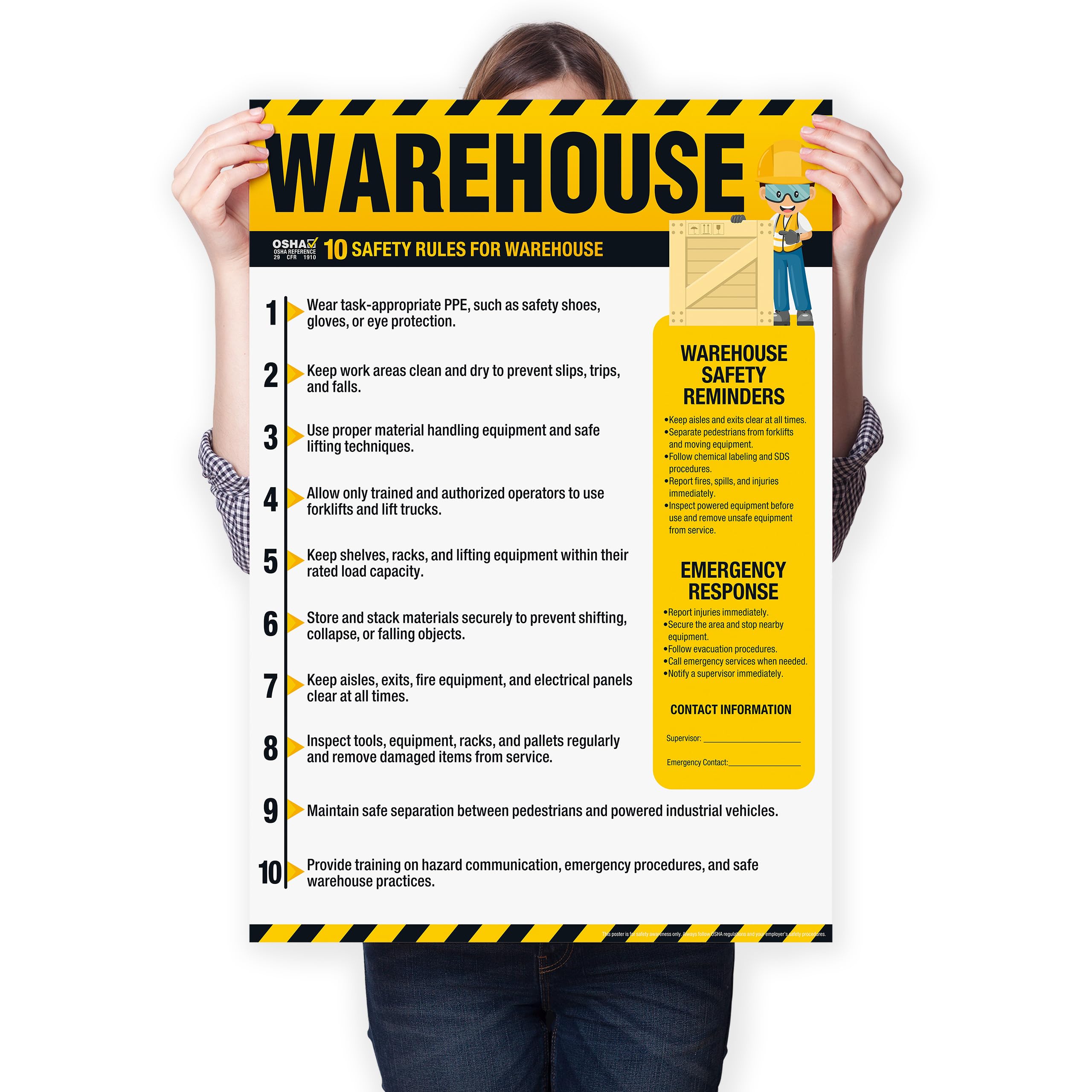 Warehouse Safety Poster – OSHA Warehouse Safety Rules Chart — Amazon image 2
