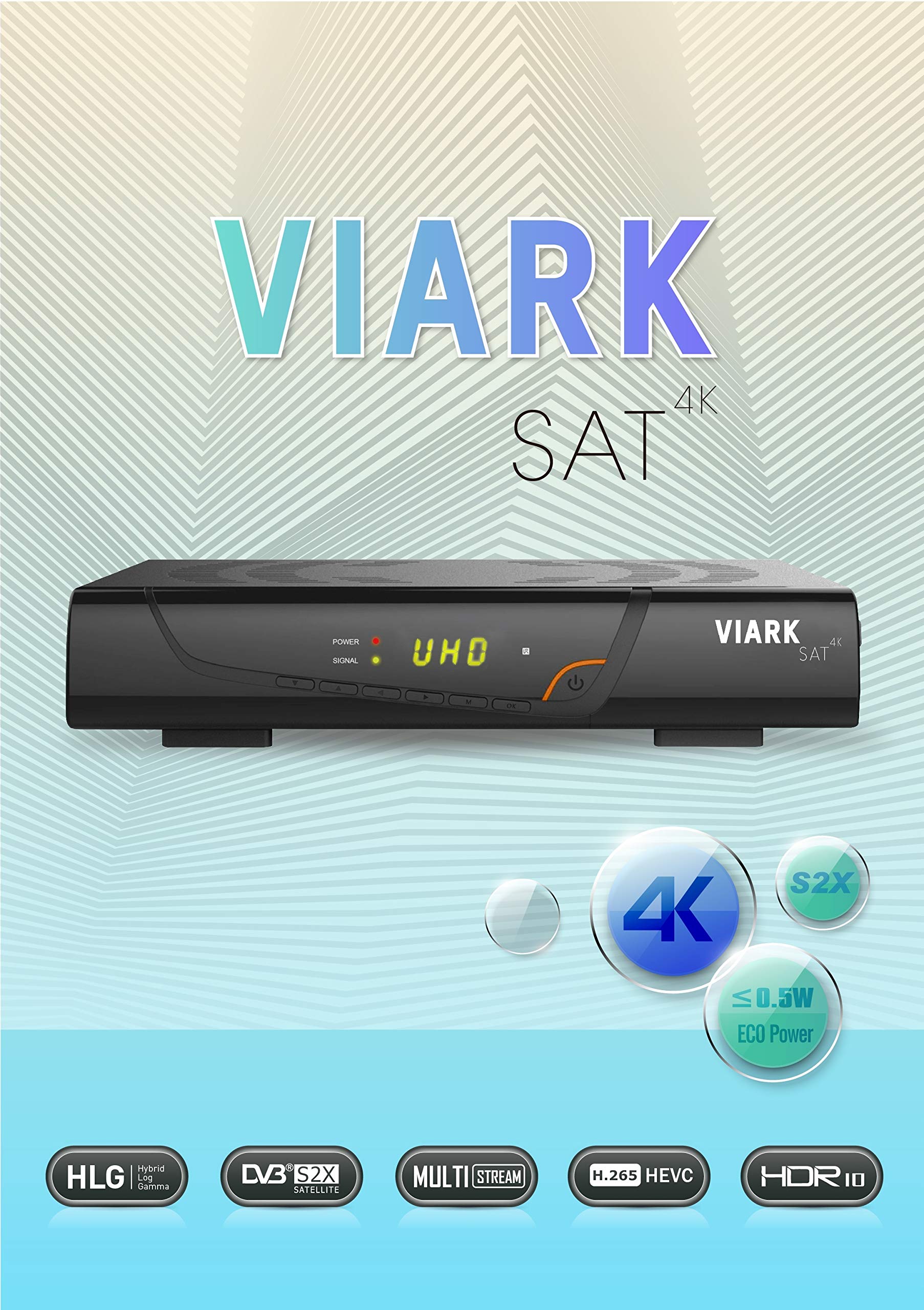 VIARK Sat 4K 2160p H.265 digitaler Multistream Satelliten-Receiver inkl. WLAN Stick (IP TV, Apps, DVB-S2X, HDMI, LAN, USB 2.0, Ultra HD) Schwarz