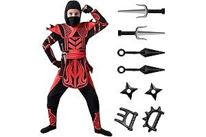 Halloween Ninja Costume for Boy, Kids' Ninja Costume for 10-12 Years