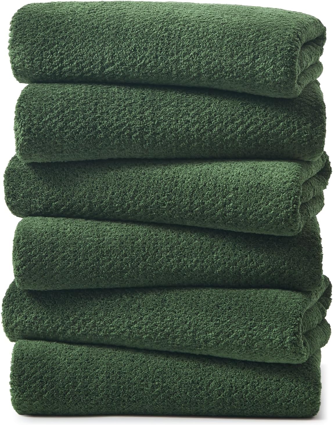 REDKISS Microfiber Hand Towels Set of 6, 16 by 28 inches, Ultra Soft and Highly Absorbent Hand Towels for Bathroom, Gym, Shower, Hotel, and Spa, Olive