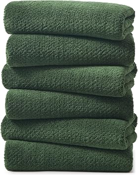REDKISS Microfiber Hand Towels Set of 6, 16 by 28 inches, Ultra Soft and Highly Absorbent Hand Towels for Bathroom, Gym, Shower, Hotel, and Spa, Olive
