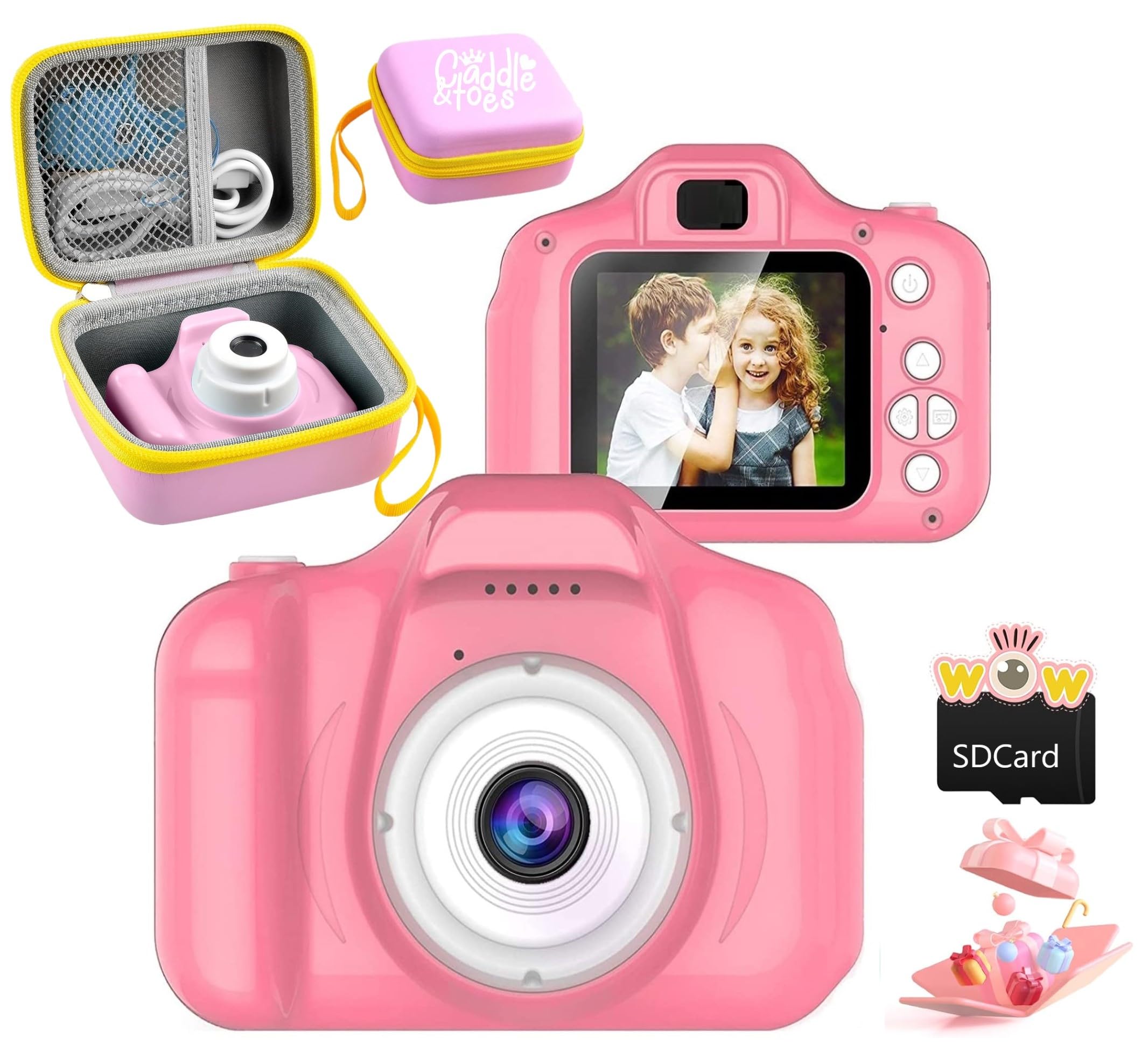 CADDLE & TOES Kids Camera for Girls Boys,Kids Selfie Camera 13MP 1080P HD Digital Video Camera for Toddler,Christmas Birthday Gifts for 4+ to15 Years Old Children (Pink Camera Case with SDCard) (B0CK5T3K8P) Amazon Price History, Amazon Price Tracker