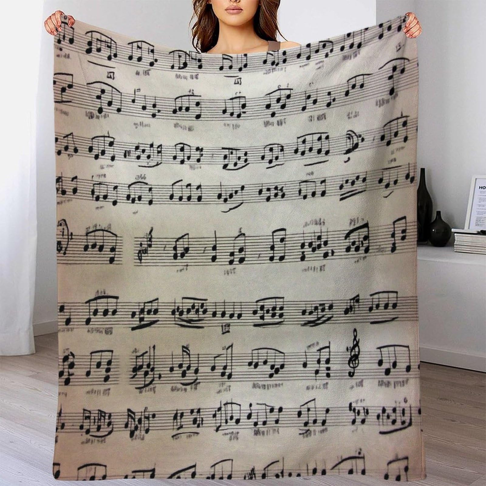 stampa 3D Musical notation coperta da riposo microfibra biancheria da letto morbida plaid da riposo caldo e traspirante lavabile in lavatrice per relax Classical sheet music 80×90inch(200x230cm)