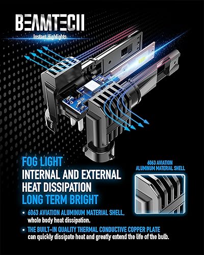 Miniatura 59 de BEAMTECH Bombilla H4, sin ventilador en línea 9003 bombilla antiniebla 6500K xenón blanco niebla luz de 2