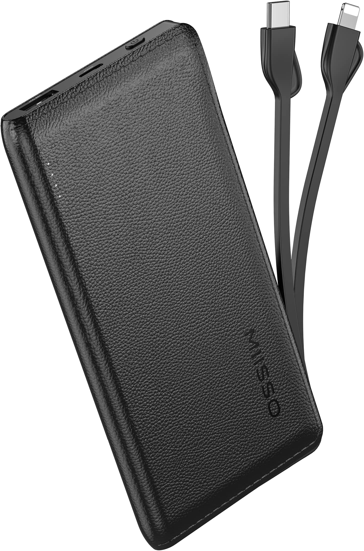 10000mah Built in Cables Portable Phone Charger, 10000 Built in Type C Cords External Battery Power Bank Battery Pack for Cell Phone with Type-C in & Out Compatible with iPhone and Other Smart Device