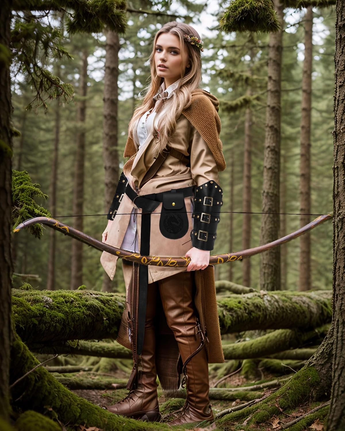 3PCS Renaissance Accessories – Viking Renaissance Belt, Medieval Pouch & Leather Bracers for Halloween - Image 6