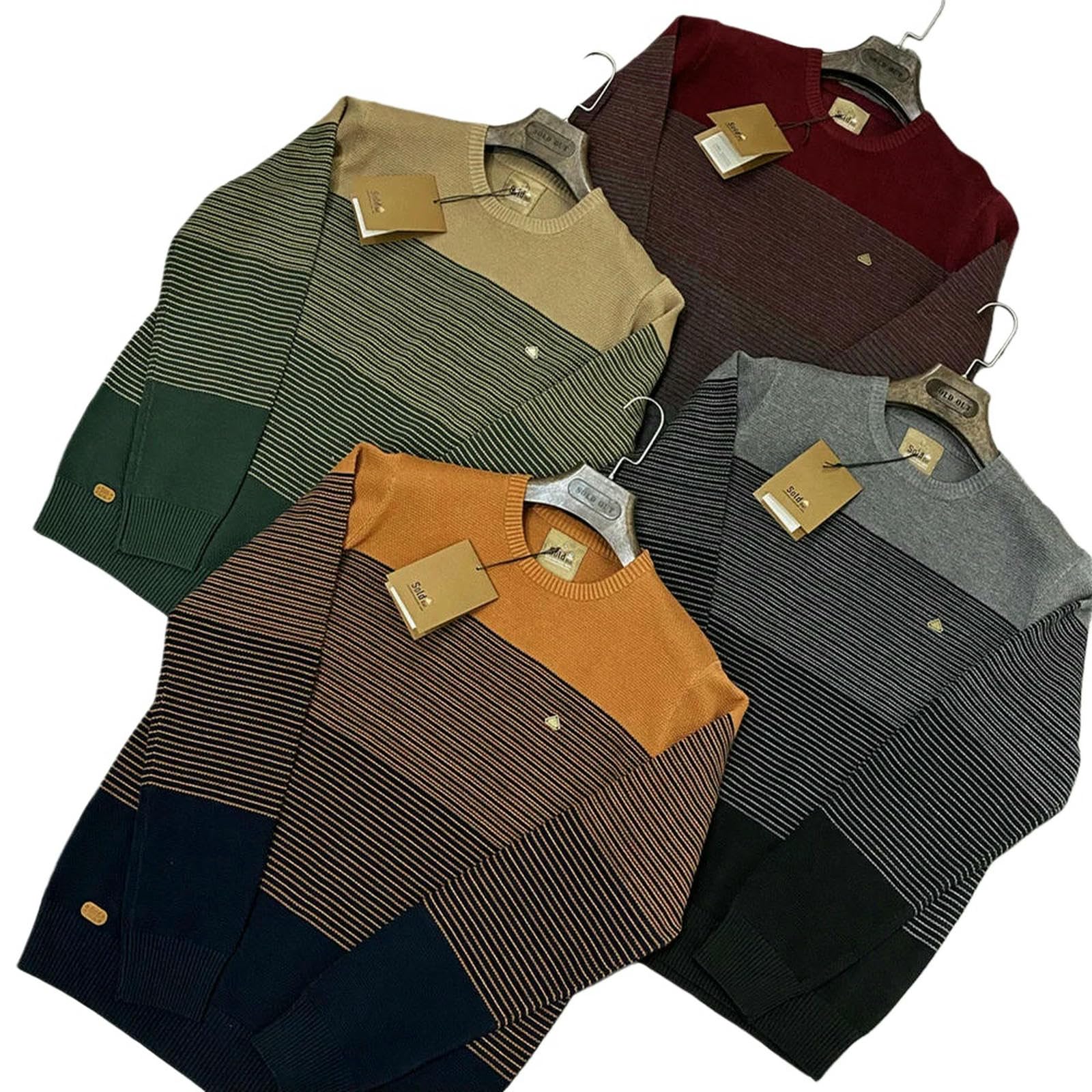 Suéter para Hombre Suéter De Cuello Redondo con Costuras Informales, Cálido Y Moderno para Hombre En Invierno.-marrón-Size L 65-72kg