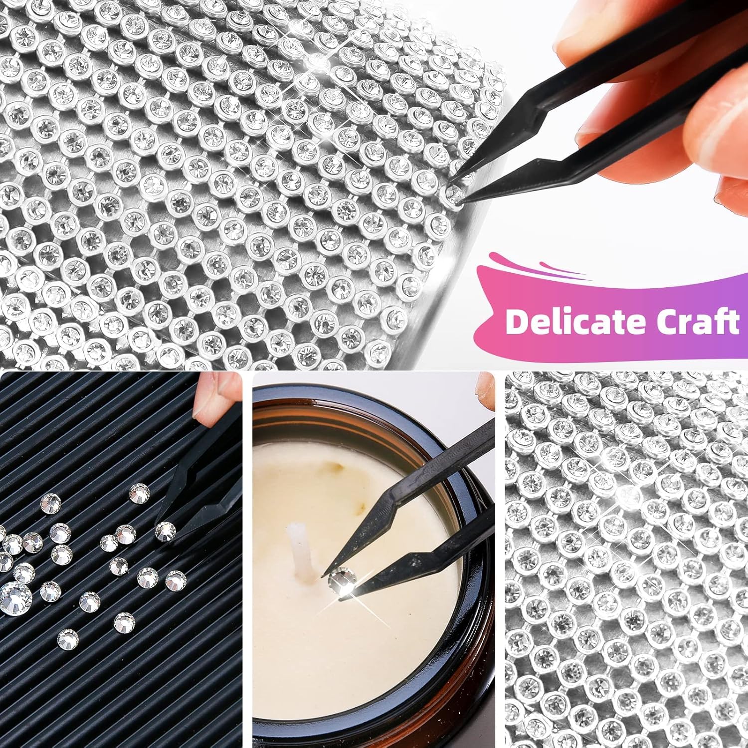 Bling Diamond Thermal Bottle,Glitter Water Bottles, Stainless Steel Thermal Bottle Refillable Water Bottle with Chain for Women (silver 500ml) - Image 3