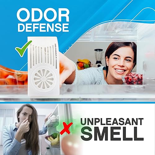 Miniatura 4 de NonScents Desodorante para refrigerador paquete de 2 - Supera al bicarbonato de sodio - Eliminador de olores para refrigerador y congelador