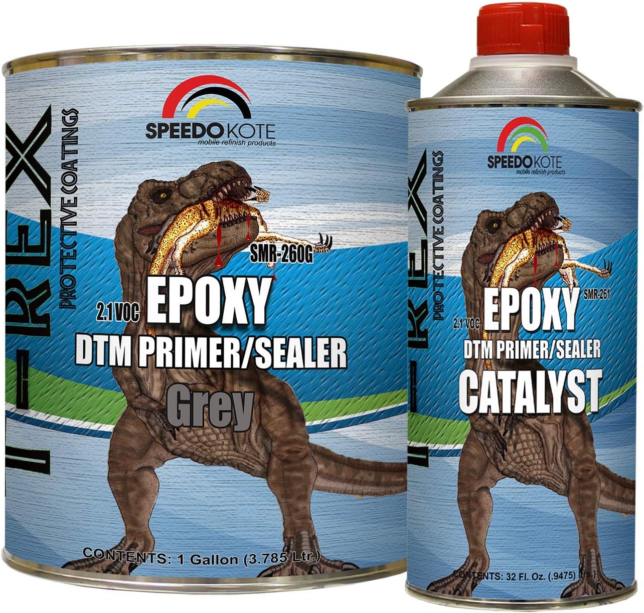 Speedokote Epoxy Fast Dry 2.1 low voc DTM Primer & Sealer Gray Gallon Kit, SMR-260G/261