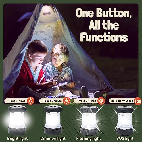 Miniatura 4 de egoz Linterna LED compacta plegable para campamento, color negro, funciona con pilas, linterna portátil desplegable para equipo de campamento, luz