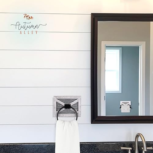 Miniatura 2 de Autumn Alley Toalla de mano rústica para baño, toallero rústico para toallas, montaje en pared, toallas decorativas de baño, mezcla de madera
