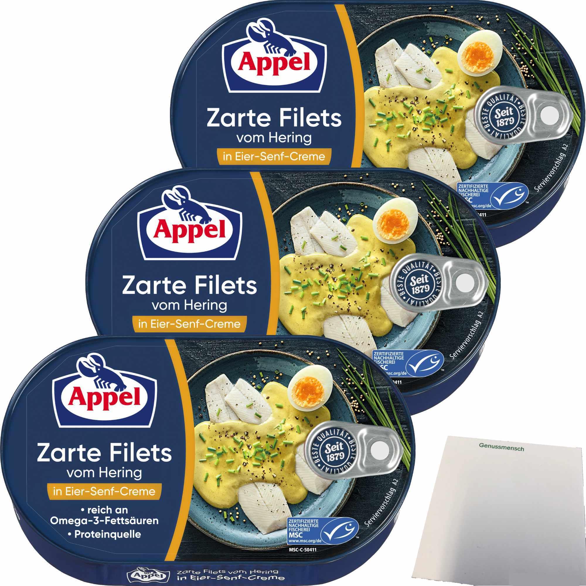 Appel Zarte Filets vom Hering in Eier-Senf-Creme 3er Pack (3x200g Dose)
