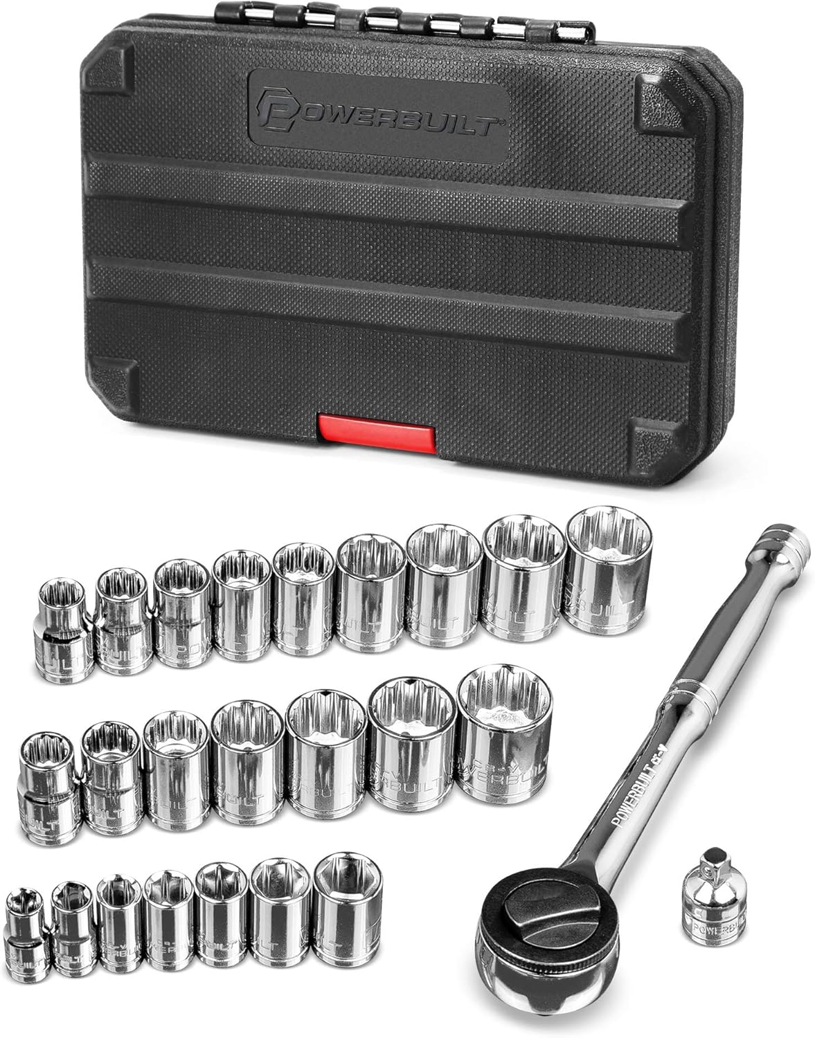 Powerbuilt SAE and Metric Socket Set, 26 Piece, 1/4 and 3/8