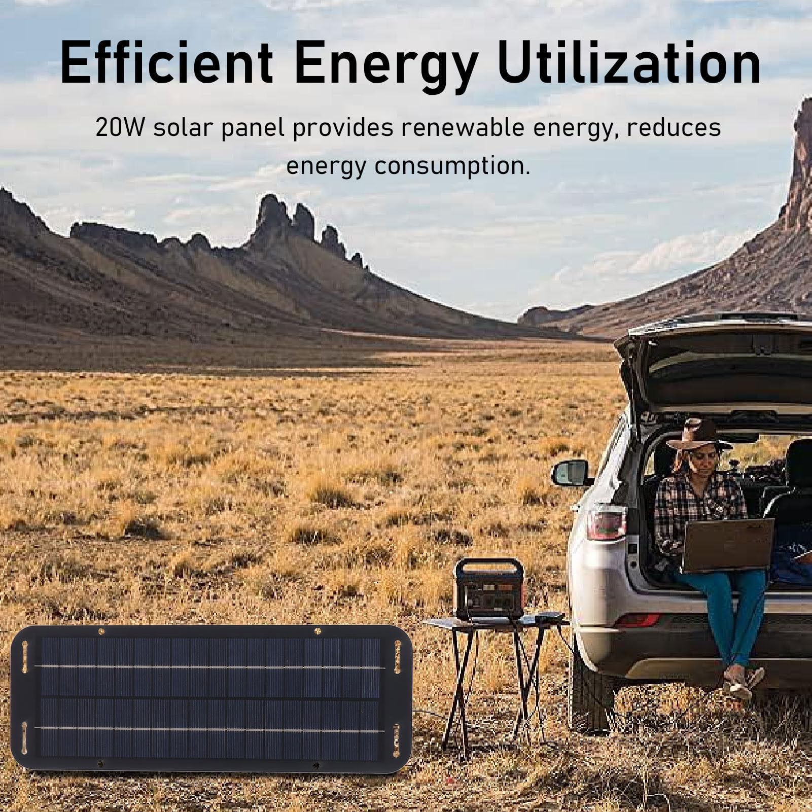 Caricatore per batteria solare per auto – 12 V – Kit di ricarica Trickle – | Fonte di alimentazione portatile | Batteria solare impermeabile per veicoli, moto, caravan, barca, attività all'aperto